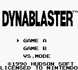 Dynablaster title screen for GameBoy